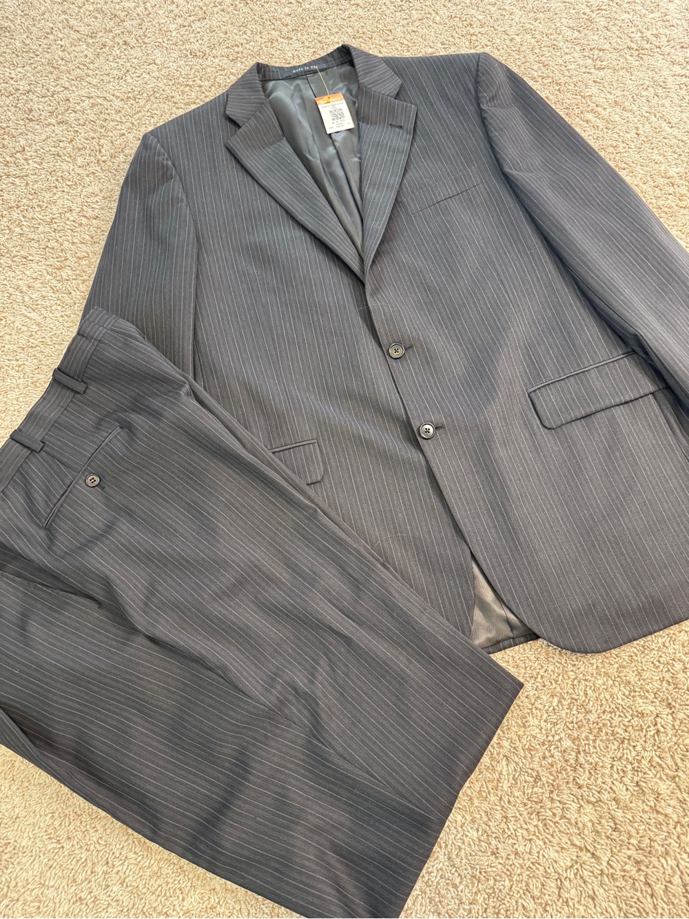 Burberry London Kensington Mens Wool Pinstripe Suit Jacket/Blazer 44L Pants 38W